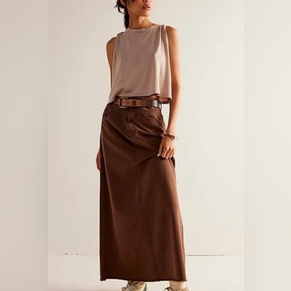 Free People Brown Maxi Skirt